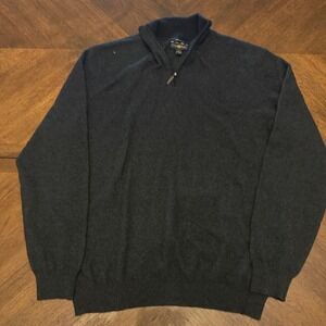Club Room Mens 100% Cashmere Quarter Zip Sweater Charcoal Gray Large L Pullover